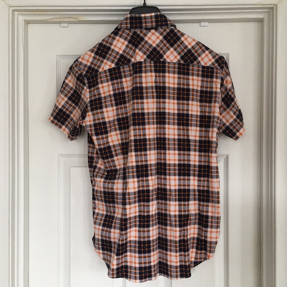 Butter Cloth button up-orange & navy - Picture 2 of 5